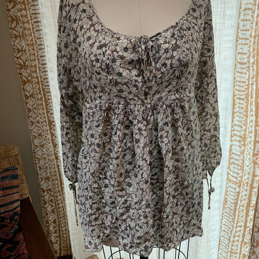 Liefsdottir Printed Silk Tunic Blouse - Like New